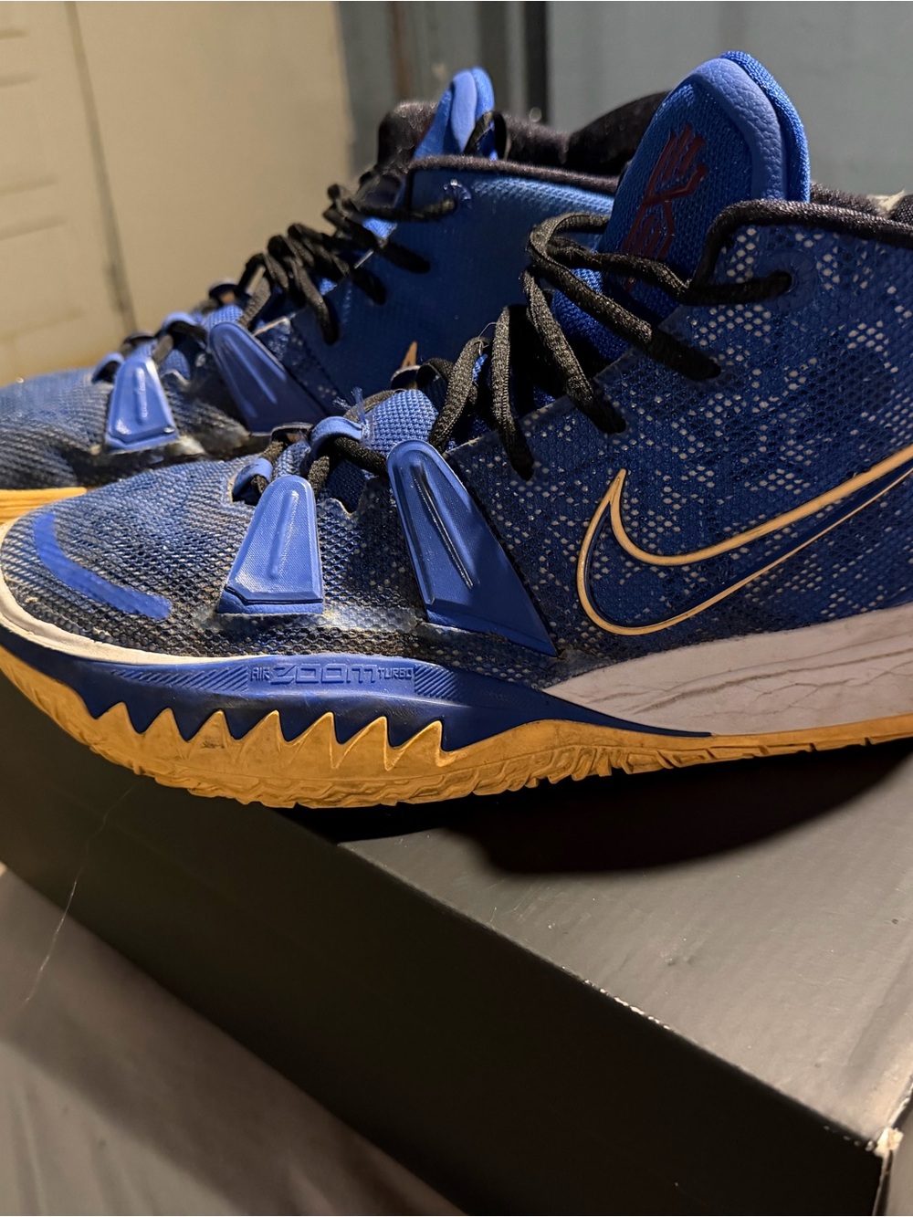 Nike Blue and Yellow High-Top Basketball Sneakers - Picture 3 of 4